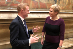 Robbie Moore MP discussing funding options with Roads Minister Baroness Vere of Norbiton.